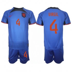 Camiseta de fútbol Países Bajos Virgil van Dijk 4 Niño 2ª equipación Copa Mundo 2022